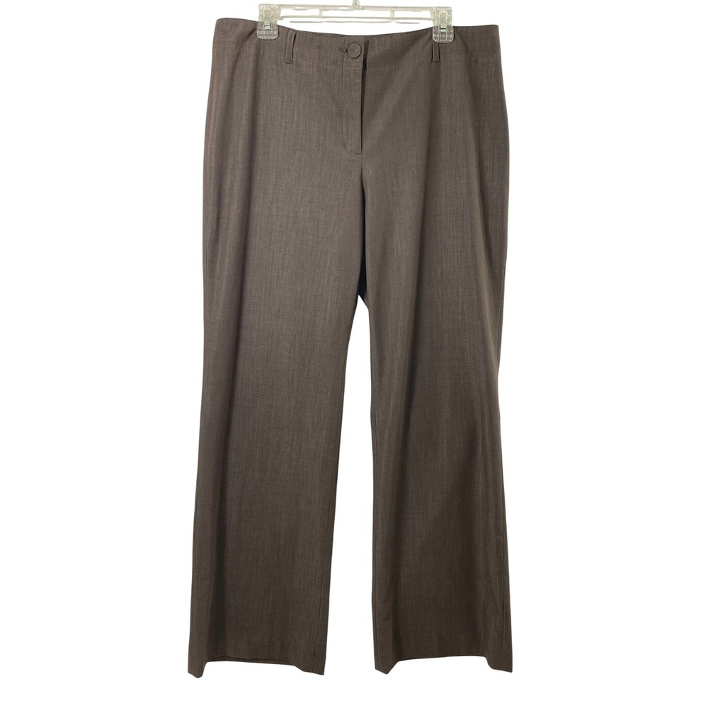 NIC+ZOE Pants Women 14 Brown Wide Leg Trouser Professional Career Neutral Office
